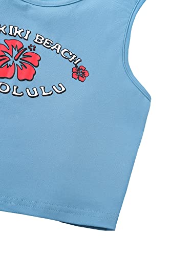 Floerns Girls Graphic Print Sleeveless Round Neck Slim Fit Crop Tank Top4