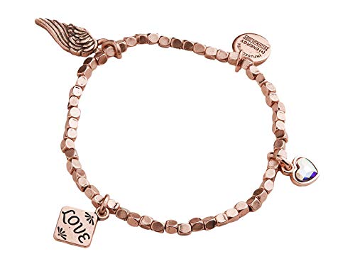Alex and Ani Love Multi Charm Stretch Bracelet Rose Gold One Size, Rafaelian Antique Rose (A19STHOL01RAR)