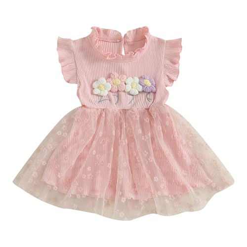 6M-4T Baby Girl Dress 3D Flower Lace Tulle Dresses Princess Dress Toddler Dresses Little Girls Summer Clothes