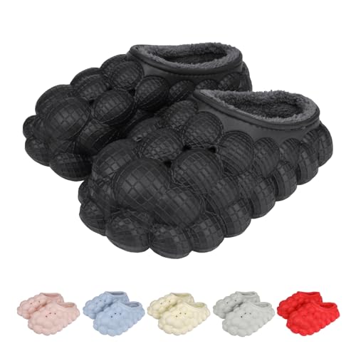 Man Women Bubble Slides with Fur Lined Bubble Slippers Comfortable Warm Fun Slippers Shoes for Indoor Outdoor