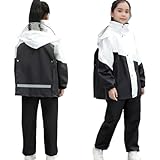 [Icyrain] レインウェア キッズ 女の子 男の子レインコート【2025年改良】子供 カッパ レインスーツ 修学旅行 林間学校 ランドセル対応 通学 自転車 雨具 入学準備 防水防風 収納バッグ付き ジュニア 小学生 中学生 (01ホワイト, 4XL)