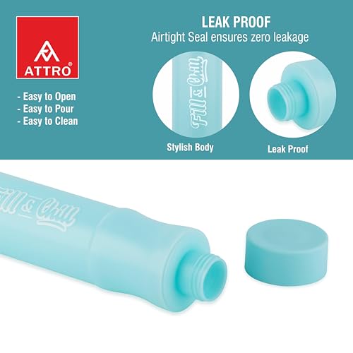 Image of ATTRO Crazy 1000ml Water Bottle - Round Plastic Fridge Bottle - Airtight, Leak-Proof, BPA-Free, Freezer Safe Durable & Lightweight - Set of 2 Green - Ideal for Home & Office