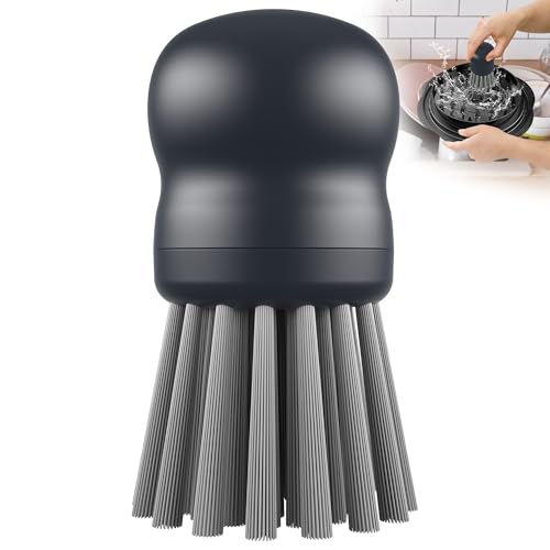 Mini Dish Brush for Cleaning Chicken Shredder, Palm Brush Dish Scrubber with Ergonomic Grip, Kitchen Brush for Washing Dishes, Pans, Pots, Sink, 1 Pack(Gray)