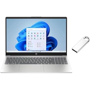 HP Laptop FHD de 15,6 polegadas | Processador Intel Core i3-N305 | Gráficos Intel UHD | Impressão digital | Prata | 8 GB de RAM | SSD de 256 GB | Windows 11 Home | Pacote com unidade flash USB de 64