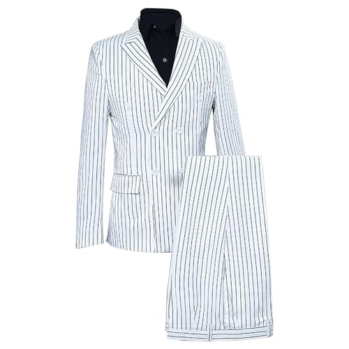 Men's Casual Pinstripe Sport Coats Classic Slim Fit Business Blazer Soft Notch Lapel Regular Fit Suit