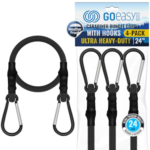GOEASY0312 Carabiner Bungee Cords with Hooks Heavy Duty - 24
