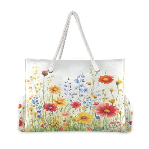 Wildflowers Beach Bag & Travel Tote Bag Large Sandproof Wet Pouch for Gym Travel, Lightweight Outdoor Bag2