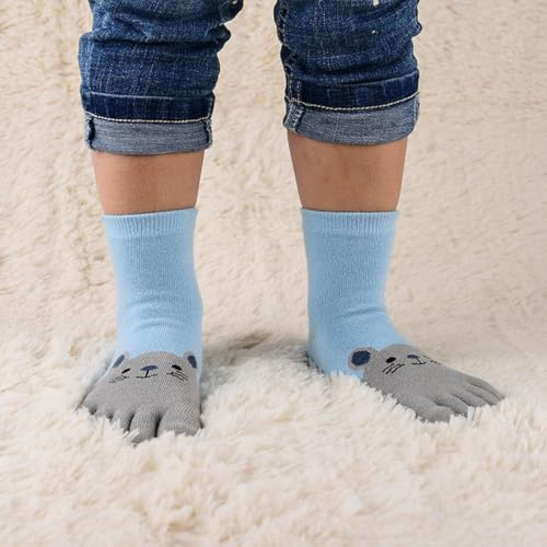 6 Pair Kids Toe Socks Cartoon Five Finger Cotton Socks Breathable Ankle Socks for Boys Girls3