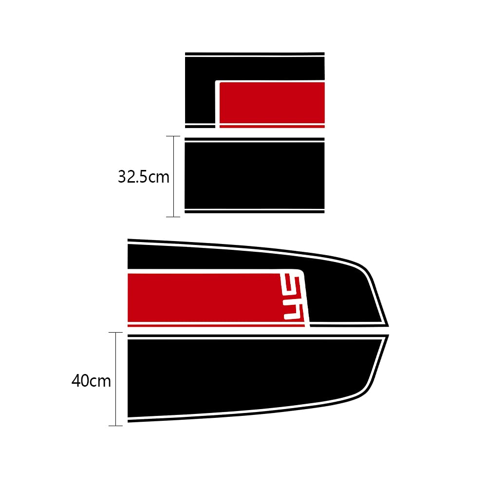 Rally Racing Hood and Trunk Stripes Graphics Kit Vinyl Decal Wrap Sticker for Chevrolet Camaro 2016-2020 Accessories (Gloss Black +Gloss Red)
