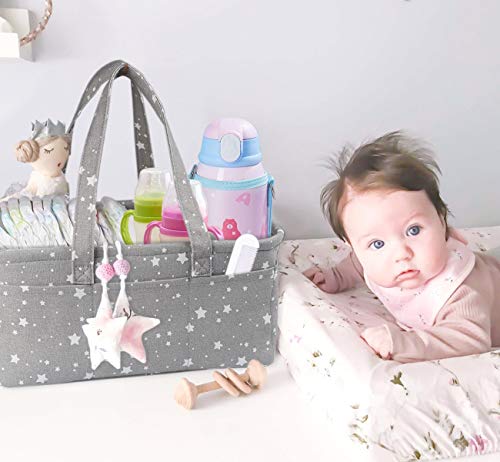 ilauke Baby Windel Caddy, Multifunktionale Baby Windel Organizer Tragbar Windeln Korb mit Abnehmbarem Teiler 10… – Bild 6