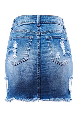 FashionMille Women Popular Mid Waisted Stretch Comfy Denim Mini Skirt w Pockets3
