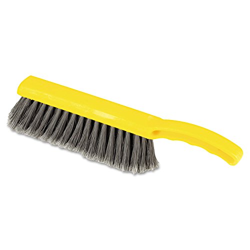 Rubbermaid Commercial 8 Inch Counter Brush Flagged Polypropylene Fill for Smooth Surface Sweeping Yellow 12.5 for Bathroom/Shower/Floor Tile/Decks/Car Tires/Outdoor
