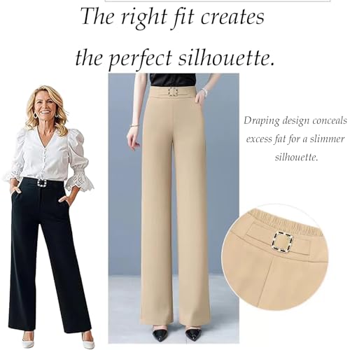 Zenacharm Pants - SoraGrace Women's Perfect Drape High Rise Pull-On Pants, Straight Elastic Wide Leg Dress Slacks2