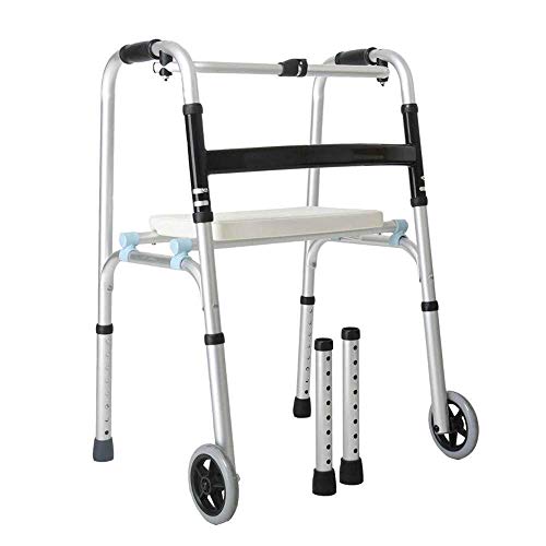 Camminatori per anziani Walker, anziani disabili per disabili a quattro zampe pieghevole walker a ruote + sedile per la riqualificazione per la riqualificazione Bollator Walker, aiuto per mobilità dur