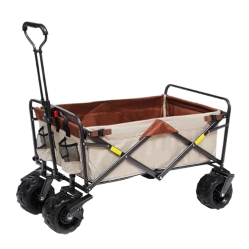 Carrito Compras Plegable Acampar con Remolque Tienda campaña, Ideal picnics, Camping y Compras. Ligero, portátil y Amarillo. Vehículo utilitario Exteriores.