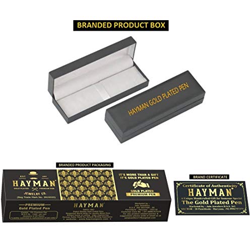 Image of HAYMAN 24 CT Gold Plated Roller Ball Pen with Box - Elegant Executive Gift (P-144)