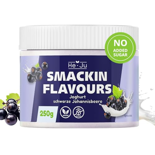 He-Ju Flavour Pulver Joghurt schwarze Johannisbeere 250g – Vegan & zuckerfrei – kalorienarmes Geschmackspulver für Joghurt, Müsli, Skyr, Proteinshakes & mehr – Low Carb Flavour zum Genießen