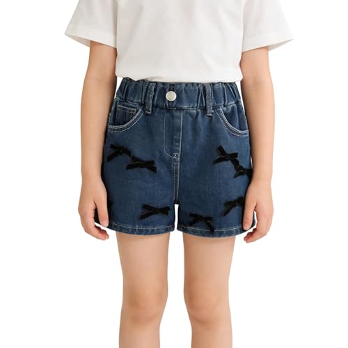 Short en jean pour fille avec taille élastique contre les pressions