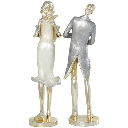 Figura Decorativa Musico de Resina Dorada Set 2 miniatura 3
