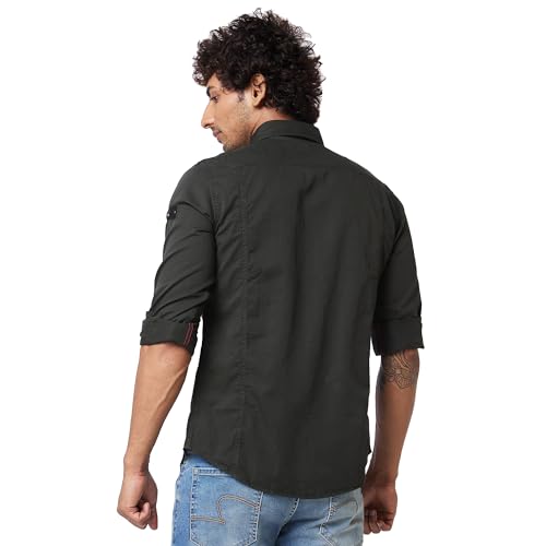 Image of Spykar Men's Regular Fit N /A Full Sleeve Solid Casual Shirts