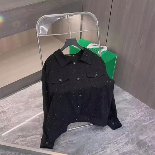 Men Jeans Coat For Button Slim Short Denim Jackets Man Diamond Coat3