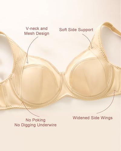 Image of Minimizer Bra for Women, Full Coverage Bras with Underwire, Plus Size Mesh Bralettes for Large Breasts