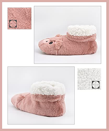 Image of DICUIRD Womens Slipper Socks Comfy&Warm Animal Non-Skid Bedroom Slipper Booties