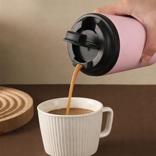 Image of Stvin 380ml Insulated Coffee Mug Travel, Stainless Steel Tumbler with Leak-Proof Lid, Reusable Thermal Cup for Hot & Cold Drinks, Car, Office, Camping & More (3rd Pink)