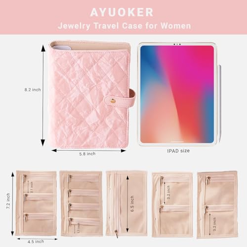 jewelry organizer travel,Graduation Gifts For Her,Jewelry Organizer Box with Clear Zipper Velvet Jewelry Pouch Bag, PU Leather Jewelry Case, Necklaces and Bracelets - Pink2