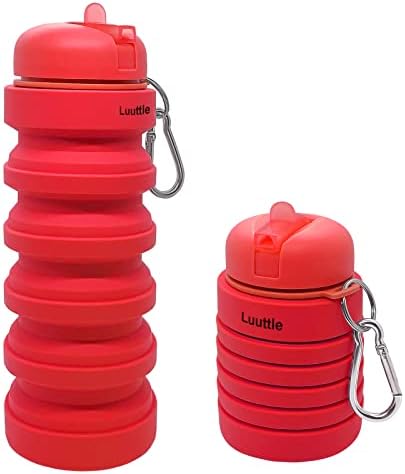 Luuttle 20oz Collapsible Silicone Water Bottle - Reuseable Water Bottles for Sports Gym Travel Essentials Camping Hiking Lightweight