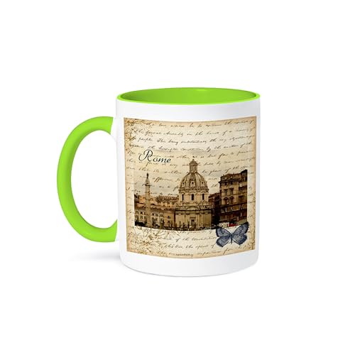 3dRose Mug Rome, Italy vintage - 11oz, green