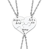 Ralukiia Mother Sons and Daughters Heart Matching Necklace Set for 3 Pieces, Daughter to Mom Graduation Birthday Jewelry, Silver
