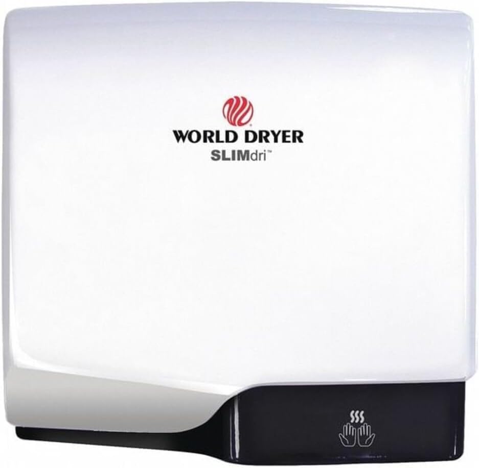 World Dryer L-974 SLIMdri Surface Mounted ADA Compliant Automatic Hand Dryer with Aluminum White Cover, 120/208/240V