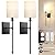 Battery Operated Wall Sconces Set of 2 with Remote Control, Black Indoor Not Hardwired Dimmable Wall Lamps with White Fabric Shade, Rechargeable Wireless Wall Lights for Bedroom, 2 Bulbs Included