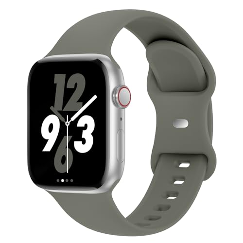 Sport Band Compatible with Apple Watch 38mm 40mm 41mm 42mm 44mm 45mm 46mm 49mm, Replacement Soft Silicone Strap Wristbands for iWatch Series 11/10/9/8/7/6/5/4/3/2/1 Ultra SE Women Men, Khaki