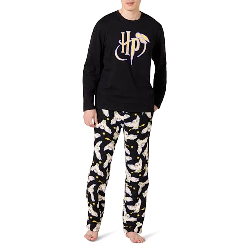Amazon Essentials Conjunto de Pijama con Pantalón de Franela y Camiseta de Manga Larga Hombre, Hedwig de Harry Potter - Hombre, L