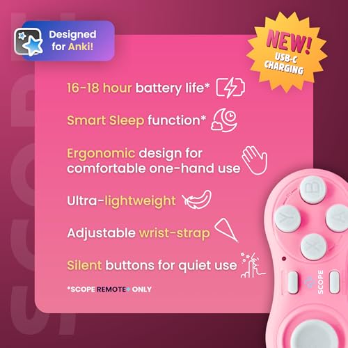 Image of Scope Remote- Remote for Anki. Customizable with Anki Add-on, Compatible with Windows, Mac, iOS, iPad, and Android. Quizlet Compatible, Anki Controller. Pearl Pink, Plus (16-18 Hours Battery)