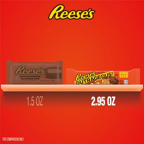 REESE'S OUTRAGEOUS! Peanut Butter, Caramel and PIECES King Size, Candy Bars, 2.95 oz (18 Count) - image 5