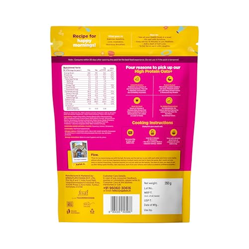 Image of Yogabar Highest Protein Oats 350g | Fruits Nuts Seeds | 23g Protein | Complete Protein Blend Whey + Soy | With Probiotics for Better Absorption | Fiber-Rich | Helps in Weight Management