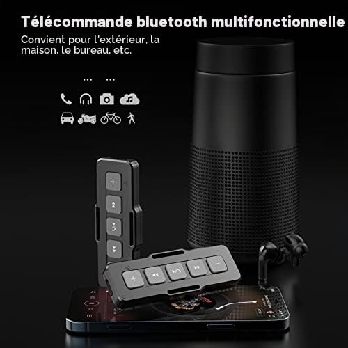 Télécommande Bluetooth à Bouton, Contrôleur de Téléphone Portable étanche IPX4 sans Fil pour Volant de Moto de Vélo de Voiture, Contrôle de Caméra Audio