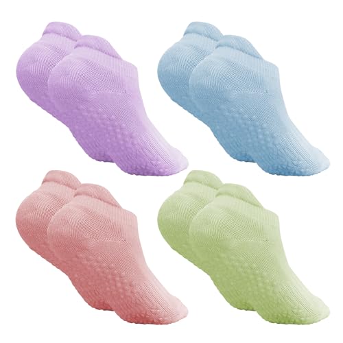 Image of Women Non Slip Grip Ankle Socks with Anti-Skid Soles Cushioned for Elderly, Yoga, Pilates, Ballet, Hospital, Home, Walking