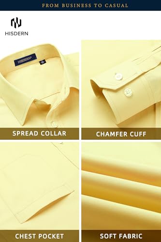 Image of HISDERN Mens Dress Shirts Long Sleeve Button Down Casual Shirts for Men Inner Contrast Formal Business Tuxedo Wedding Shirt
