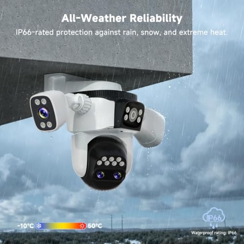 Image of VSTARCAM 4-Lens Security Cameras Wireless Outdoor, 4-in-1 Multi-View 2K 360 PTZ Plug-in WiFi Camera, 10X Hybrid Zoom, AI Motion Tracking, Color Night Vision, IP66, 128GB Card Included