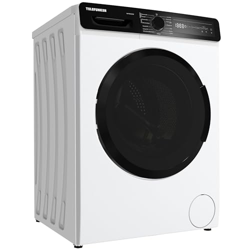 Telefunken Waschtrockner, 9 kg Waschen / 6 kg Trocknen, Waschmaschine mit Trockner integriert, 1400 U/Min, Frontlader Waschtrockner Kombi, Inverter Motor, AquaStop, Energiesparend, Weiß, WT96ADW