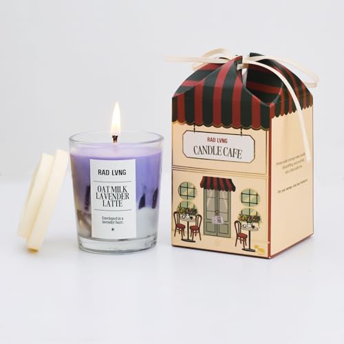 Image of RAD LVNG Oat Milk Lavender Latte Petite | 100g Soy Wax Scented Candle | 18hr+ Burn | Gel Wax Cubes | Silicone Lid | Hand-Poured | Lavender, Oat Milk, Gourmand | Gifting & Home Decor