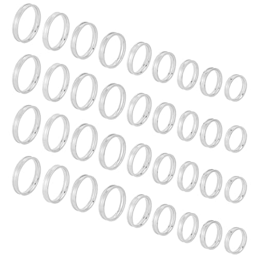 UNICRAFTALE 36pcs 9 Sizes Ring Core Blank Narrow Stainless Steel Grooved Finger Ring Round Finger Ring Settings for Inlay Handmade Ring Wedding Ring Jewelry Making Gift