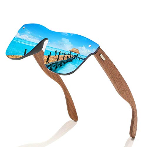 Image of willochra Polarized Wood Mirror Lens Sun Glasses for Women men drive Colorful Shades Handmade Bamboo wood sunglasses