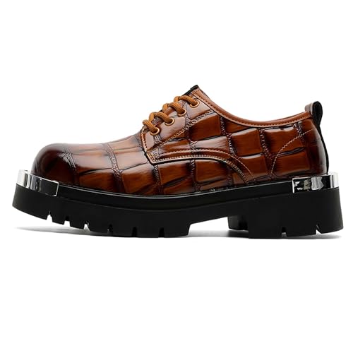 Thick Bottom Oxfords Men's Leather Lace-up Business Formal Shoes Anti-Slip Platform Height Increasing Wedding Prom Office Conference Uniform Derby Shoes2