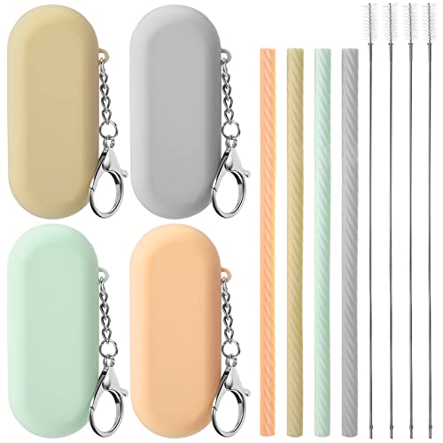 Meanplan 4 Sets Reusable Straws, Cruise Ship Essentials, Silicone Straws