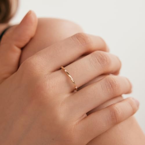 Gelin Diamond Bezel-Set Wedding Ring for Women | Diamond 8-Stone Rings for Women | 14k Gold Stacking Rings for Women2